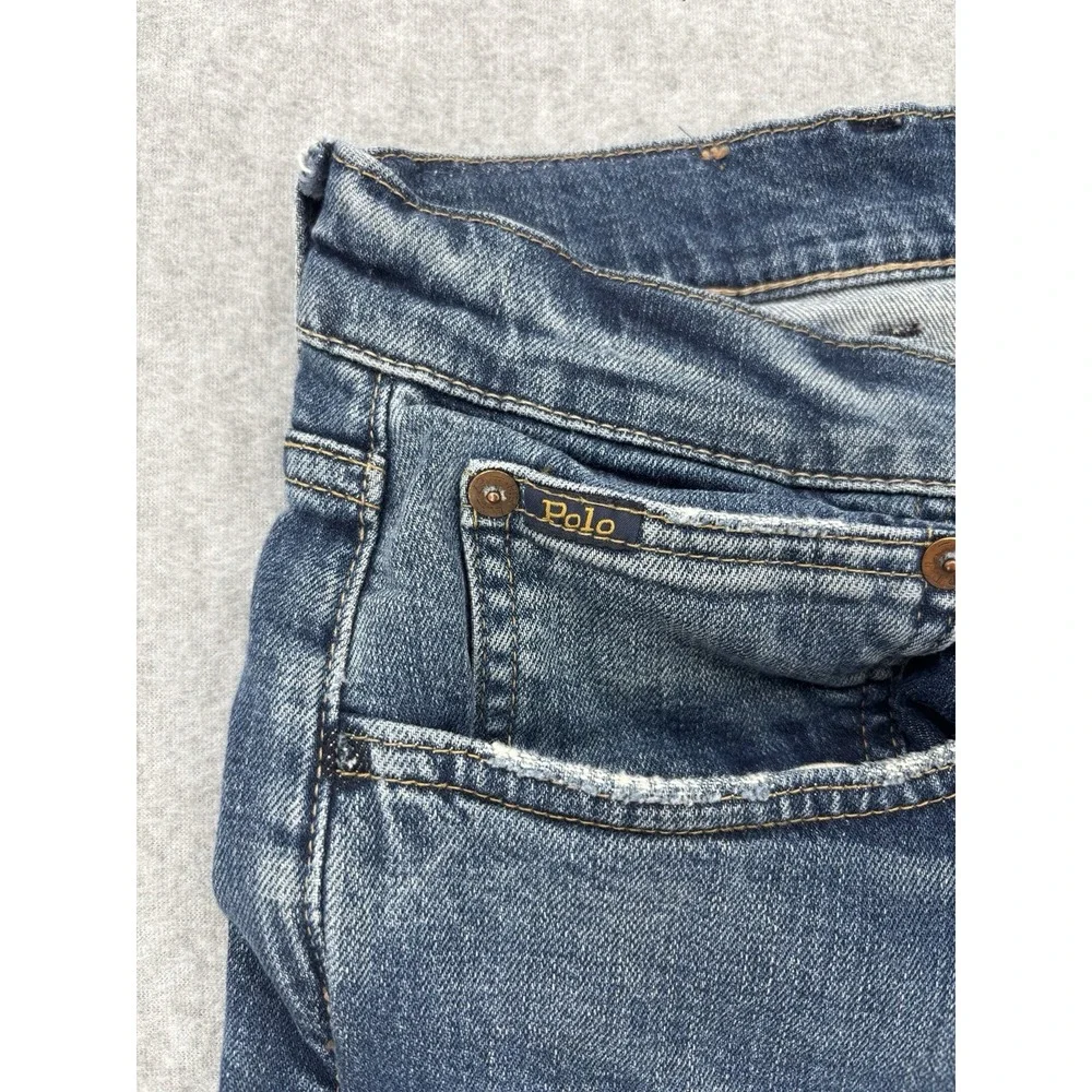 Polo Ralph Lauren Varick Slim Straight Jeans Mens 38x29 Blue Stretch Denim